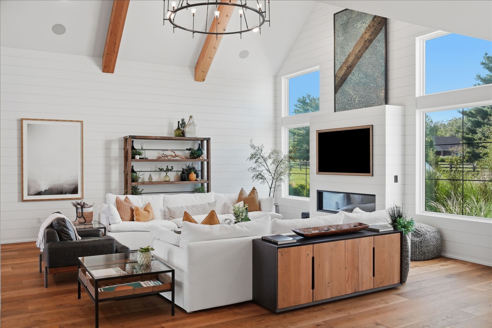 The fireplace wall